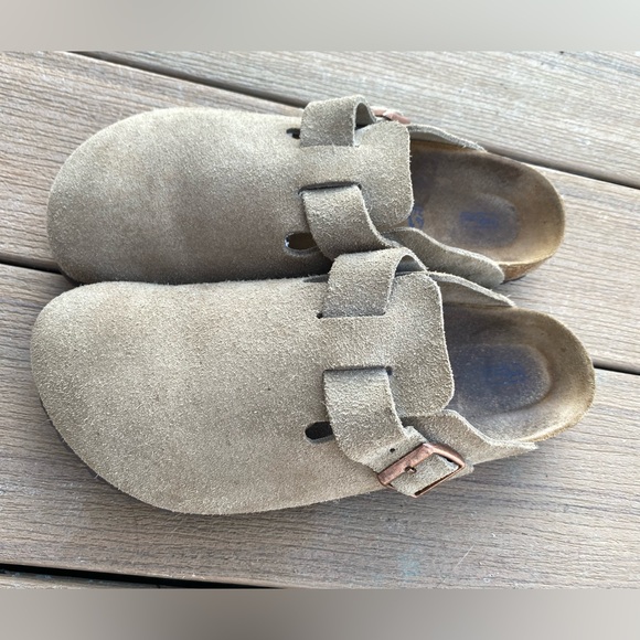 Birkenstock Boston Taupe Suede Clogs Size 41 Narrow - Picture 2 of 10